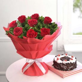 10 Red roses , 1 kg blac...